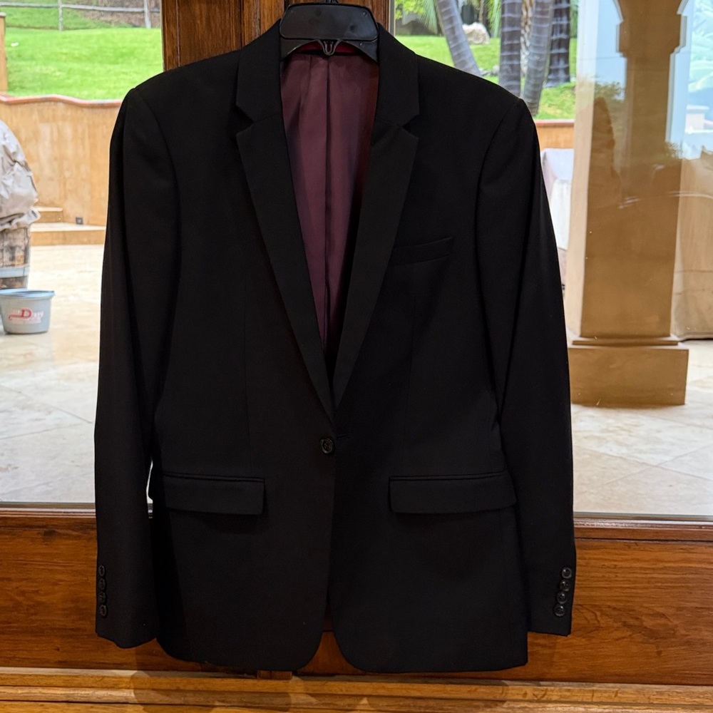 TopMan by Nordstrom Black Blazer with Burgundy Lining in excellent condition